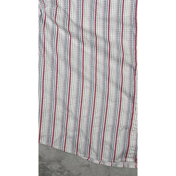 Faconnable Button Shirt Size L Red Blue White Stripe Womens $96 - Picture 14 of 16